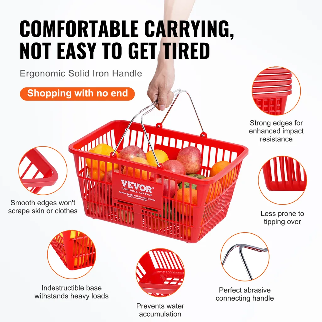 Panier de Supermarché Empilable 21L Lot de 12 pour Commerce de Détail