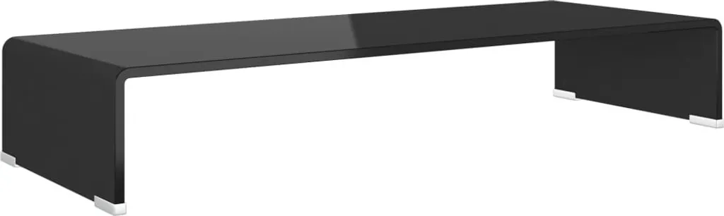 Supporto TV Vetro Nero 80x30x13 cm | Rialzo Ergonomico Monitor Elegante