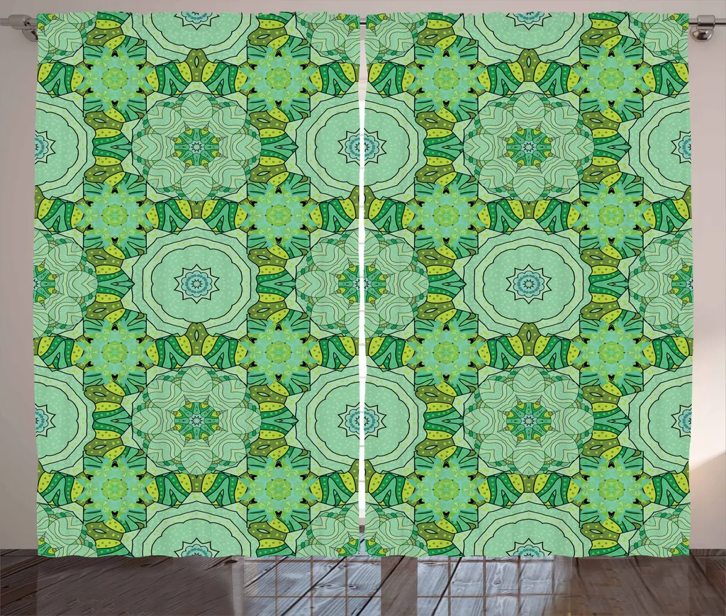 Tenda Mandala Verde ABAKUHAUS 280x175: Arte e Tessuto Premium