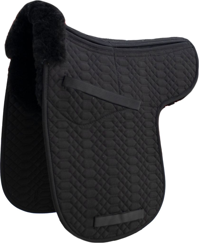 Engel Reitsport Satteldecke SADEK1AP Lammfell & Baumwollsteppstoff, Fell in Sattellage, Fellkranz vorne, Korrektur Aufpolstertaschen außen Schwarz...