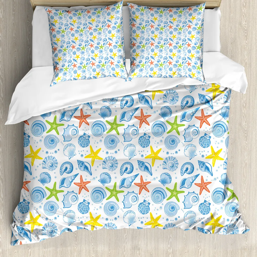 Set Copripiumino Marino Stella Marina 155x220 cm - Abakuhaus Blu Giallo