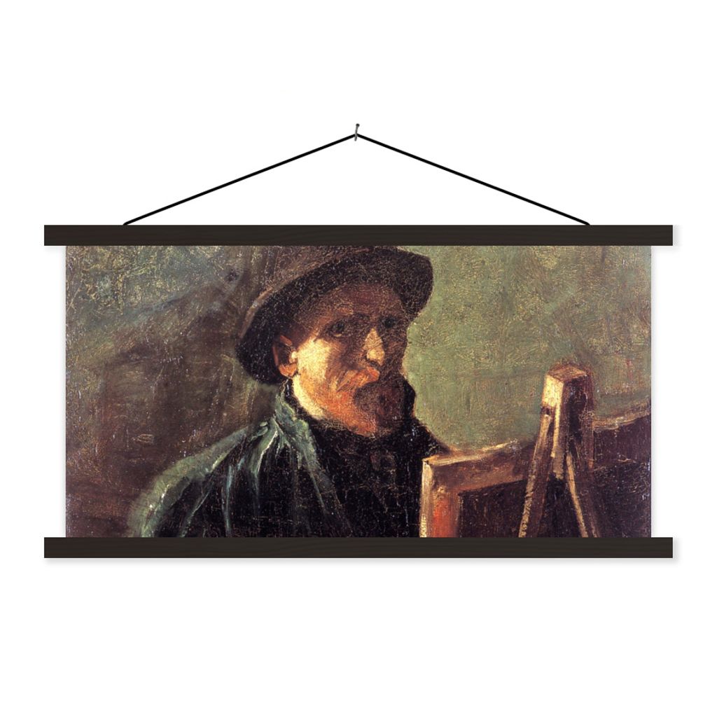 MuchoWow Textilposter Selbstbildnis als Maler - Vincent van Gogh 60x30 cm mit schwarzem Rahmen - Textilien