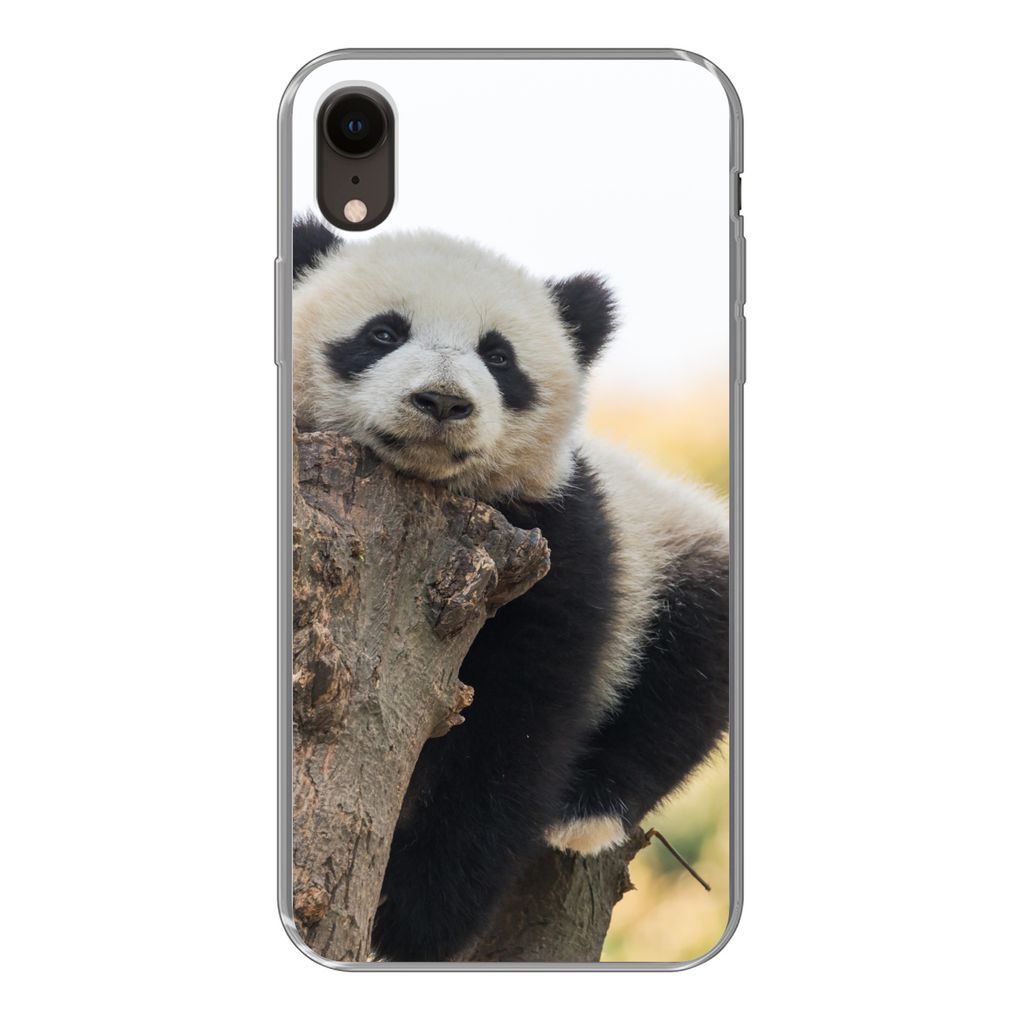 MuchoWow Handyhülle Schutzhülle Hülle für iPhone XR Panda - Baum - Licht Silikon Softcase Handy Hülle - Schutzdeckel