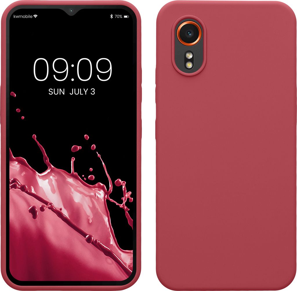 kwmobile Hülle kompatibel mit Samsung Galaxy Xcover7 Hülle - Silikon Handy Case - Handyhülle weiche Oberfläche - kabelloses Laden - Dark Rose