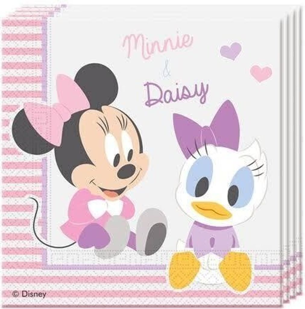 Disney - Papierservietten, 1. Geburtstag 20er-Pack - 2-lagig, Papier SG26751 (Einheitsgröße) (Pink/Weiß)