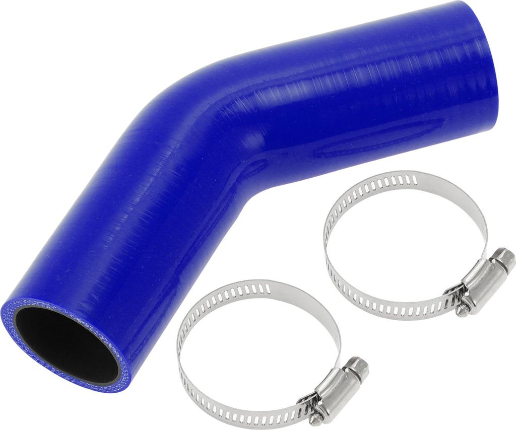 1 Set 40mm/1.57" ID 102mm/4.02" Length 45 Degrees Blue Black Car Silicone Hose with Clamps Coolant Hose Universal