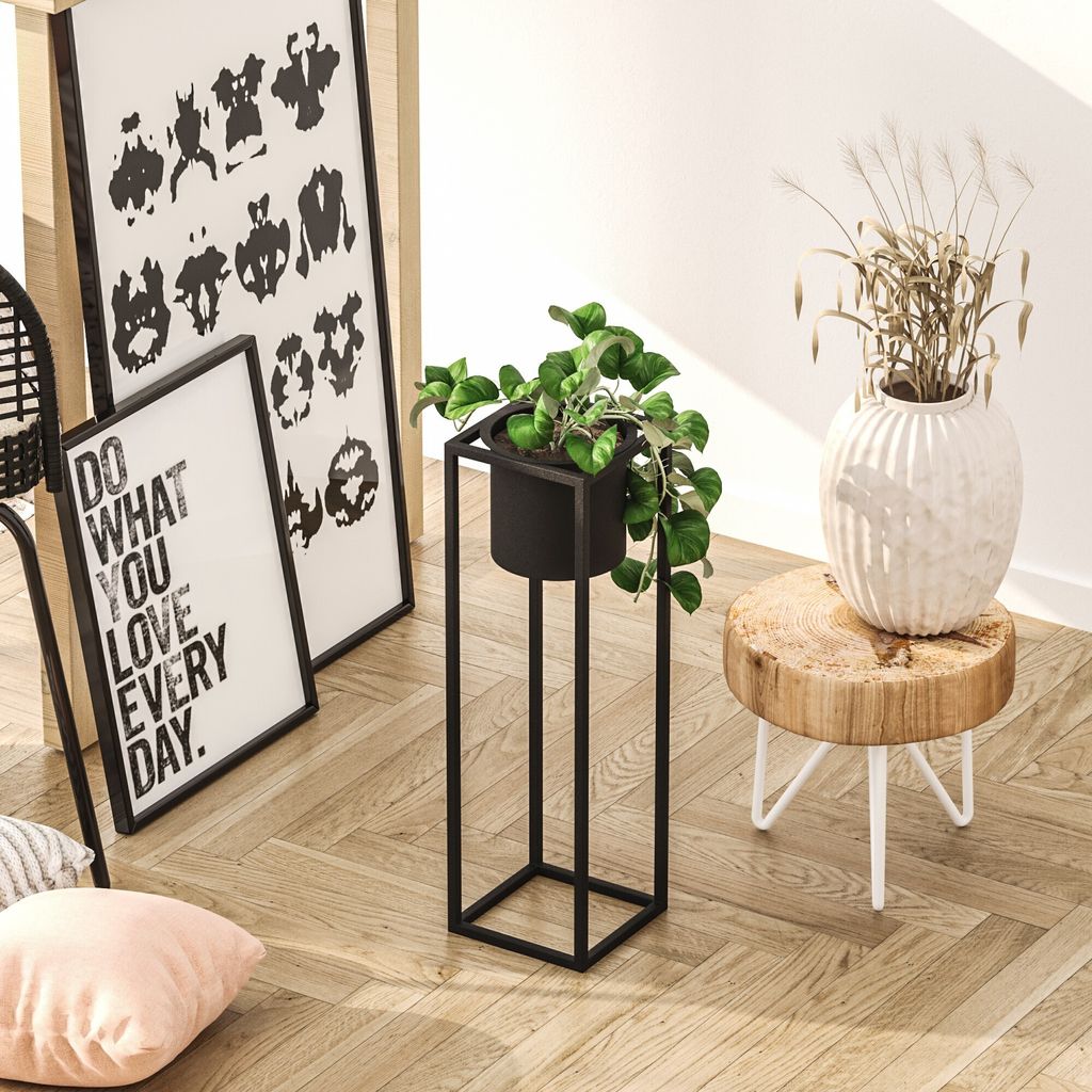 Evila Originals, Eleganter Dektopf aus 100% Metall, Schwarz, 15 x 50 x 15 cm | Durchmesser: 12 cm, Höhe: 12 cm | Ideal für moderne Wohnräume, pf...