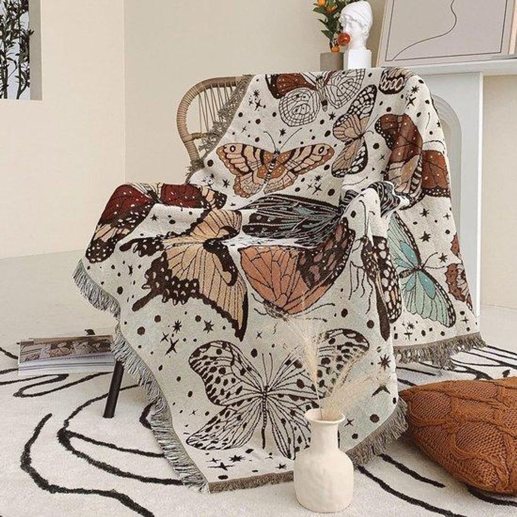 Bohemian-Design-Tapijt, katoen, dubbelzijdig, 127 x 152 cm, maand mottenprint