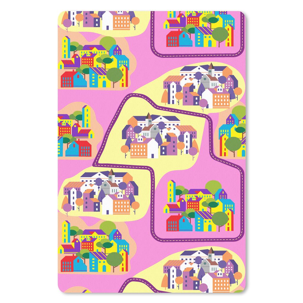 MuchoWow Mauspad Mousepad Skyline - Muster - Rosa 18x27 cm - Mousepads - Maus Mat - Pad - Mausunterlage