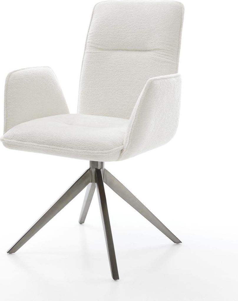DELIFE Drehstuhl Vinja-Flex Bouclé Soft Beige Kreuzgestell breit Graphit 360° drehbar Wippfunktion