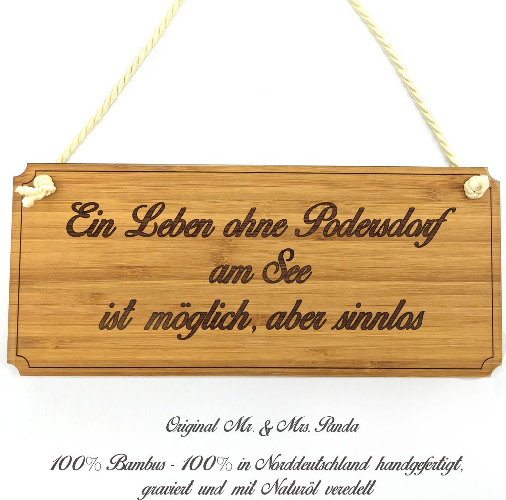 Mr. & Mrs. Panda Schild Podersdorf am See - Geschenk, Landhaus, Türschild, Hinweisschild, Shabby, Werbeschild, Wegweiser, Graviert, Geschenkidee, ...