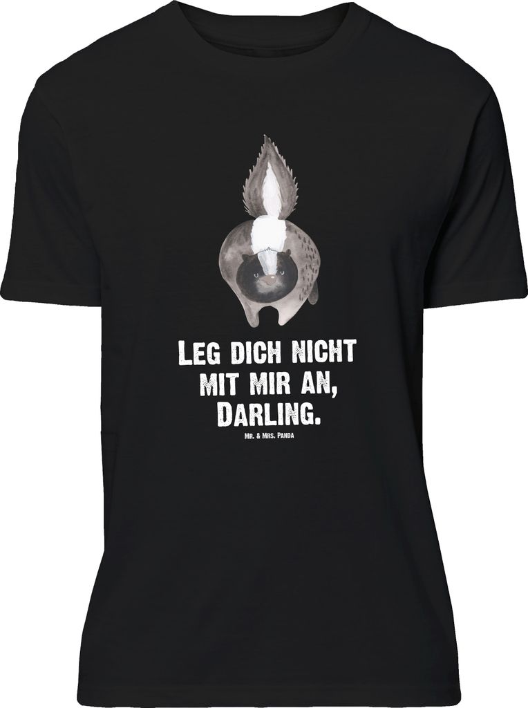 Mr. & Mrs. Panda Größe L T-Shirt Stinktier Angriff - Schwarz - Geschenk, Skunk, Tshirt, Shirt, mit Spruch, Raubtier, Drohung, Wildtier, Stinker