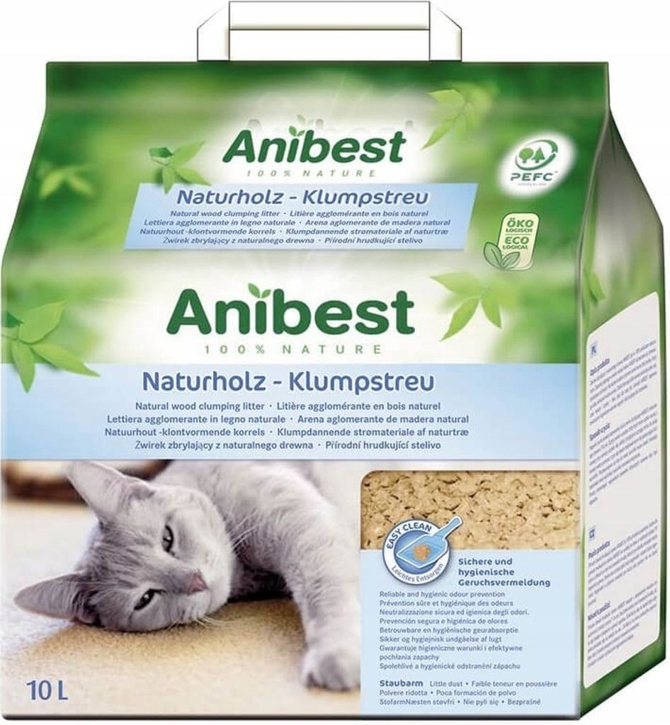 Anibest Żwirek drewniany dla kota 10L / 4,3kg Zdjęcie produktu 