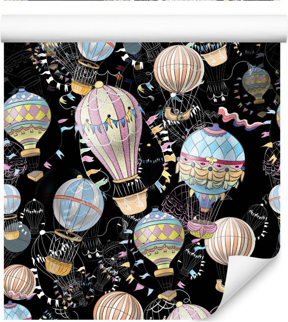 10m VLIES TAPETE Rolle Kinderzimmer Himmel Luftballons Gemustert Linien XXL