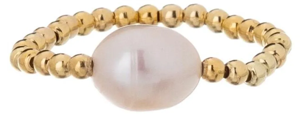 Bague AL4640.01.000.D perle véritable et boule plaqué or jaune 57