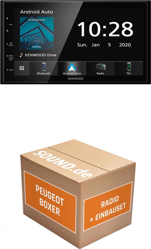 Autoradio Einbaupaket Kenwood DMX5020BTS passend für Peugeot Boxer Radiovorbereitung ohne LFB | Apple CarPlay Android Auto