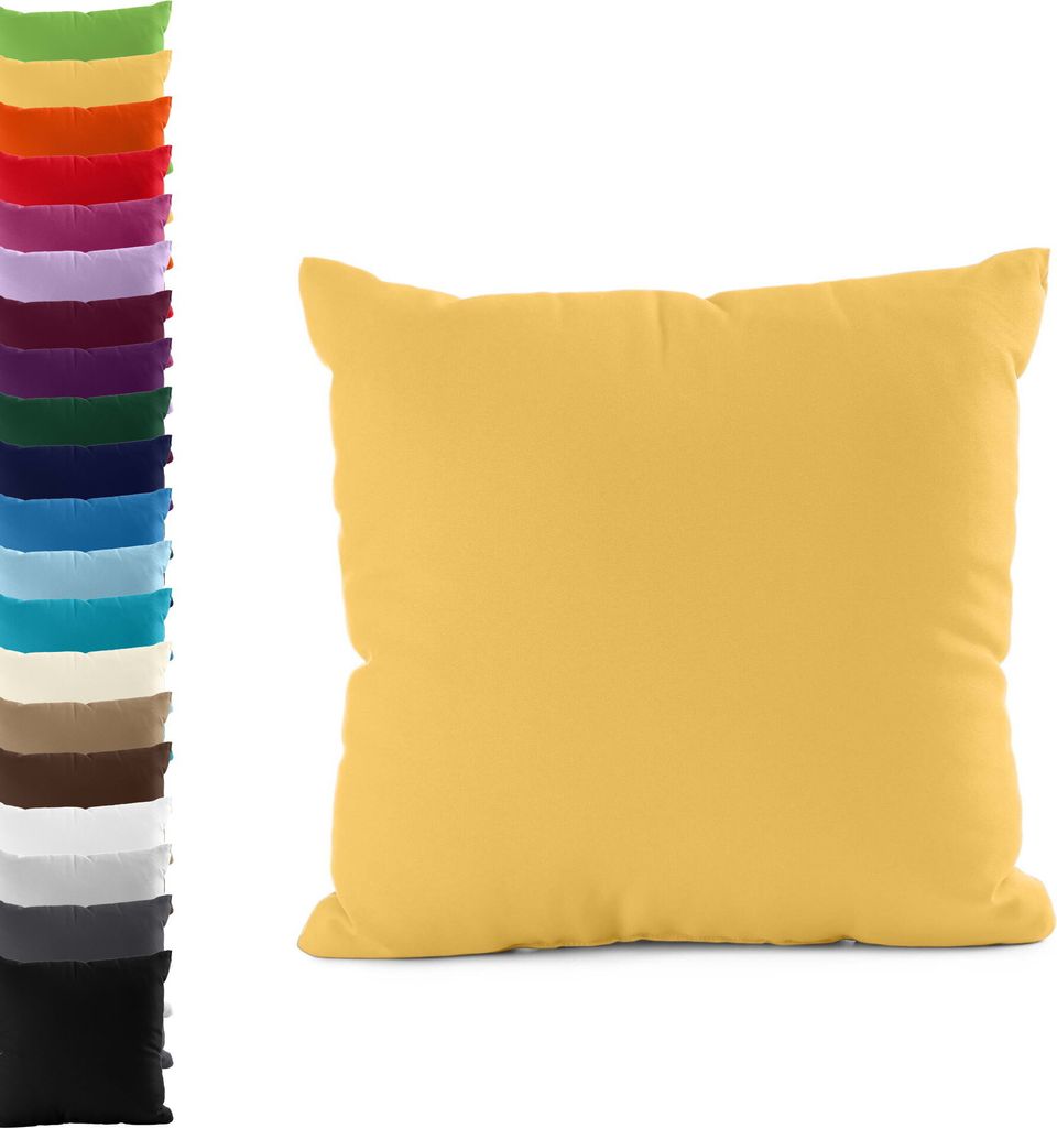 DOPPELPACK Kissenbezüge 40x145cm JERSEY Seitenschläferkissen Kissenbezug 100% Baumwolle 160gr/m² Kissenhülle Kissen, Farbe: Gelb