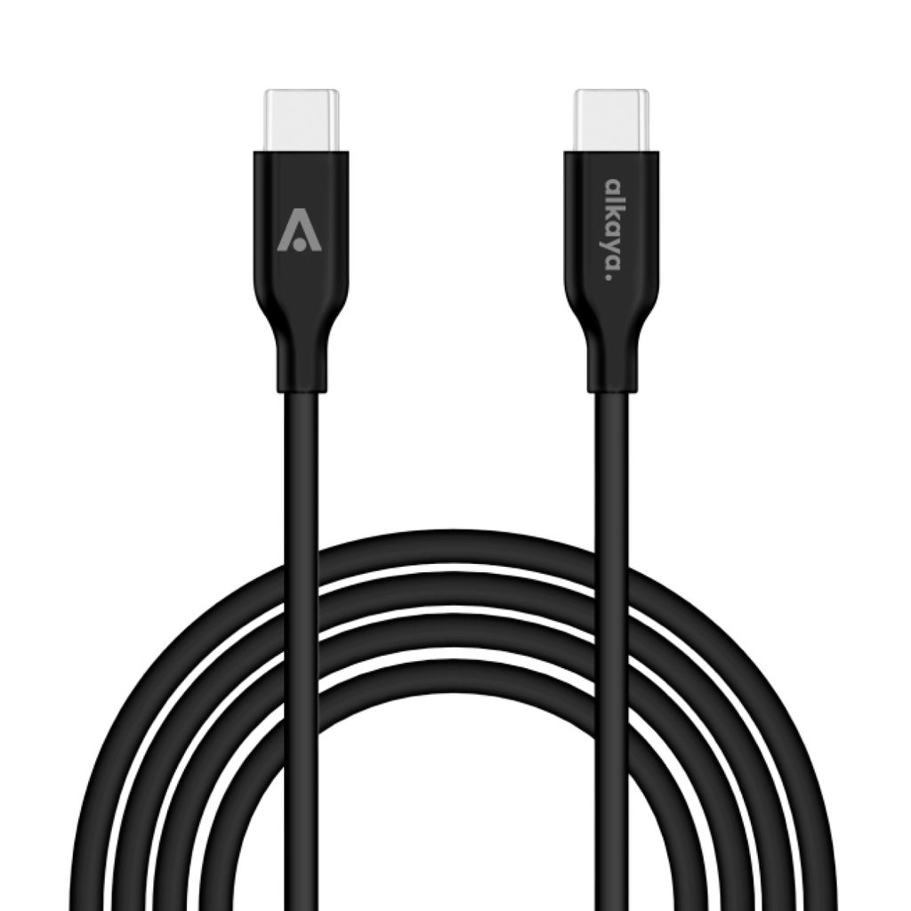 alkaya. Ladekabel USB-C, Datenkabel Silikon schwarz, kompatibel mit Samsung, Xiaomi, Sony, Google, Huawei - 1m/65W