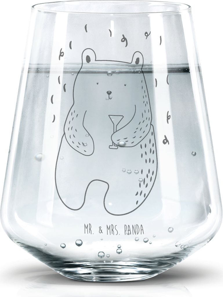 Mr. & Mrs. Panda Wasserglas Bär Party - Transparent - Geschenk, Becherglas, getränkebecher, Tumbler Glas, Geburtstag, Gute Laune, Teddy, Trinkgef...