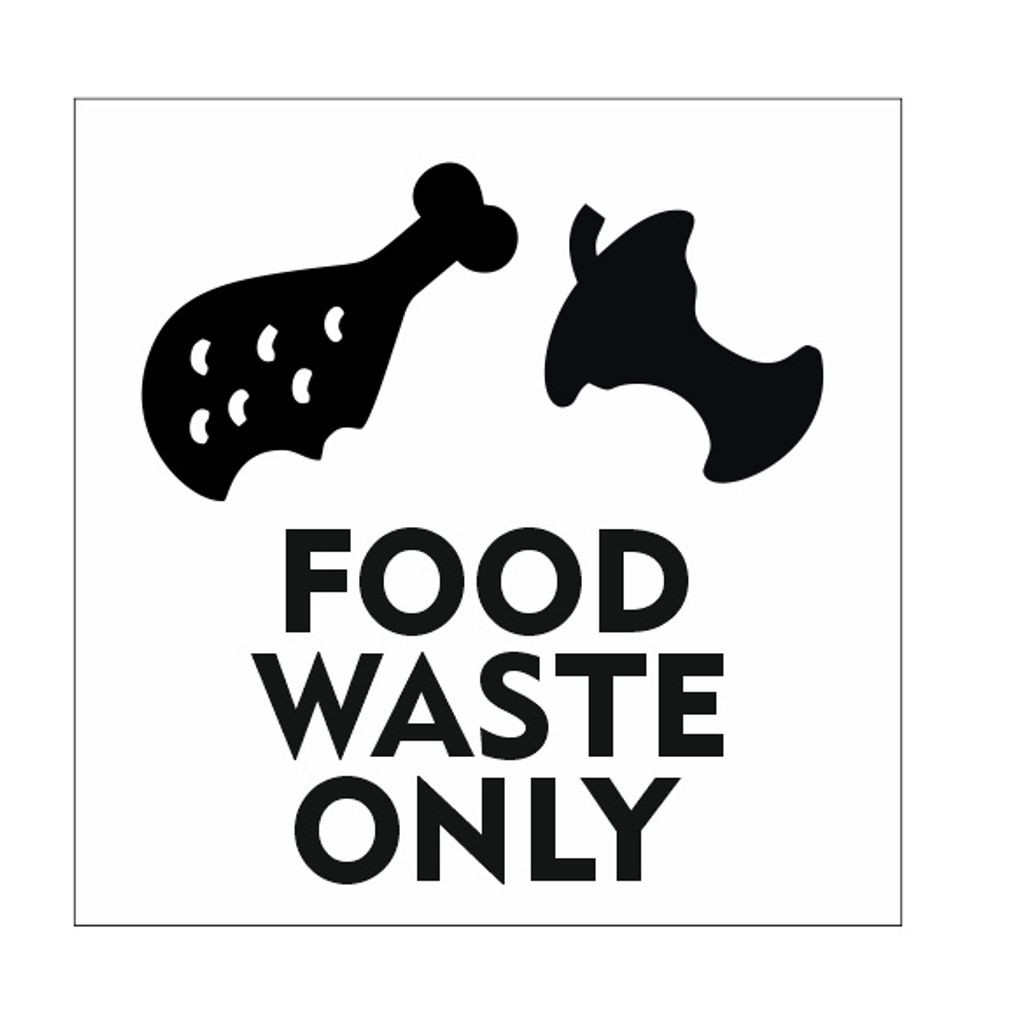 CombiCraft Abfallschild "Food Waste Only" mit Hühnerschenke - 10 x 10 cm