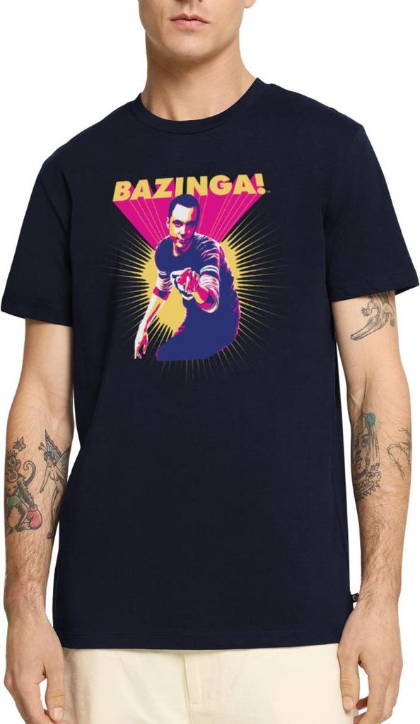 Spreadshirt The Big Bang Theory Sheldon Bazinga Männer Premium T-Shirt, XXL, Navy