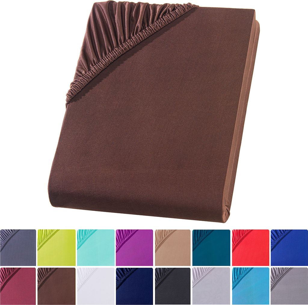 Mikrofaser Spannbettlaken 90-100x200 cm Spannbettuch Bettlaken Bettuch Laken, Braun