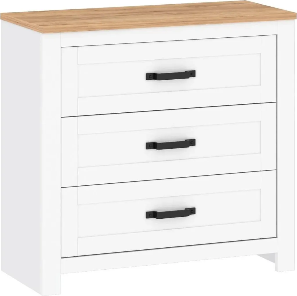 Commode robuste anti-choc Teoria 1 Blanc/Chêne pour rangement durable