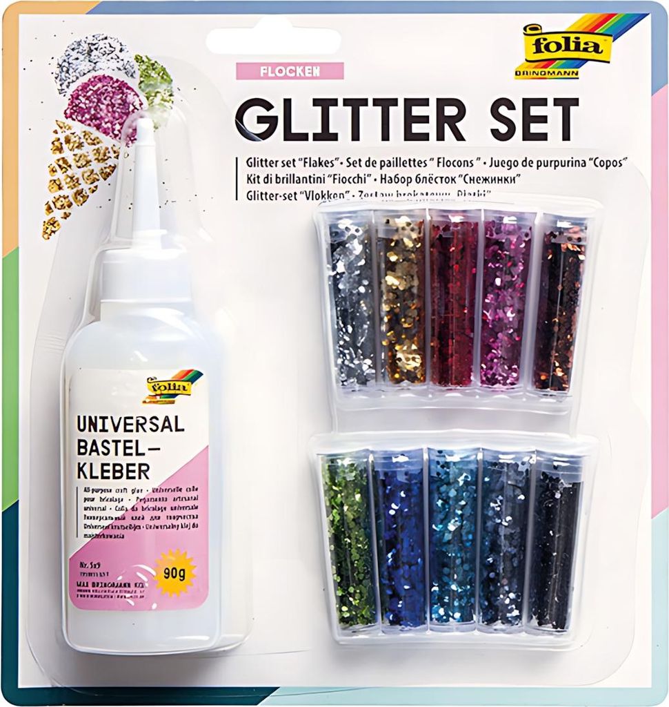 Folia 00589, Glitzerkleber, Mehrfarbig, 10 Farben, Junge/Mädchen, 10 Stück(e)