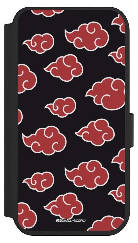 NIVOCASE Klapphülle für Apple iPhone 14 Pro Handyhülle aus Kunst Leder NIVOflip schwarz Naruto Shippuden Offizielles Lizenzprodukt Akatsuki