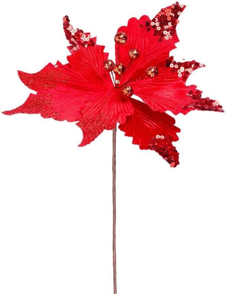 Blume MagicHome Vianoce, Poinssetia, rot, Stiel, Blumengröße: 31 cm