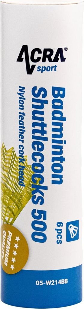 Acra Badmintonbälle 500, 6 Stück Nylon in Dose