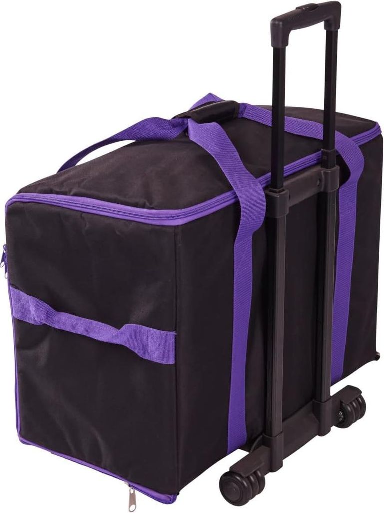 XL Nähmaschinen Trolley Tasche - Schwarz mit Lila Akzent - 60 x 42 x 30 cm