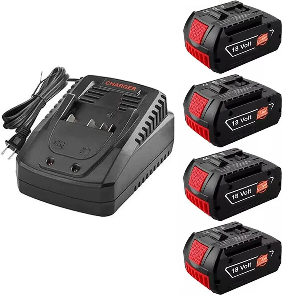 Batterie haute capacité 8000 mAh - Kit 4 pièces avec chargeur rapide inclus
