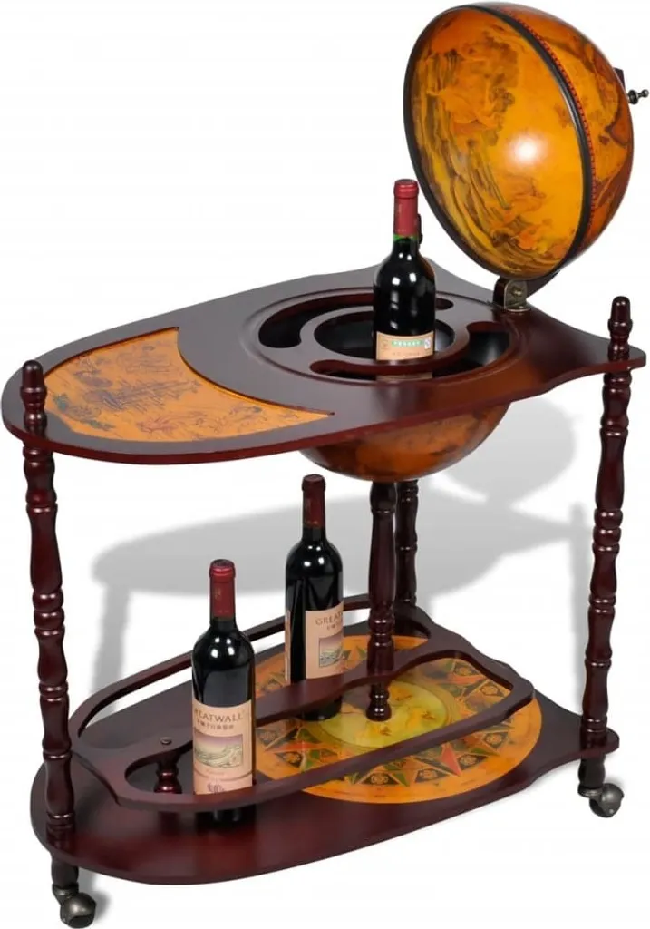 Table bar globe en bois d'eucalyptus avec rangement intérieur