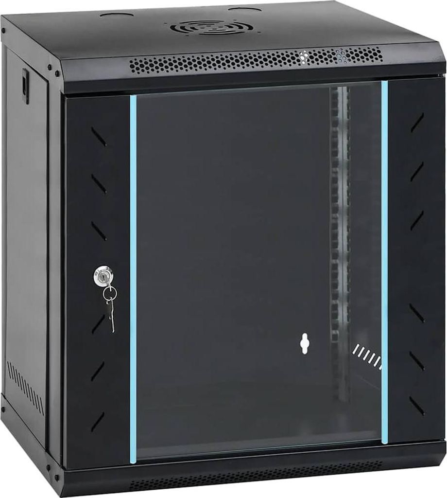 Netzwerkschrank mit Speicher Schwarz 53 x 45 x 60 cm Stahl