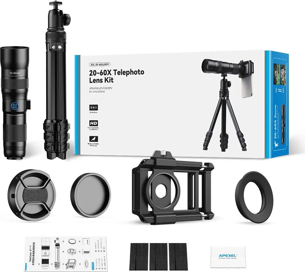 INF Téléobjectif Zoom 20-60x pour Smartphone iPhone et Android Noir