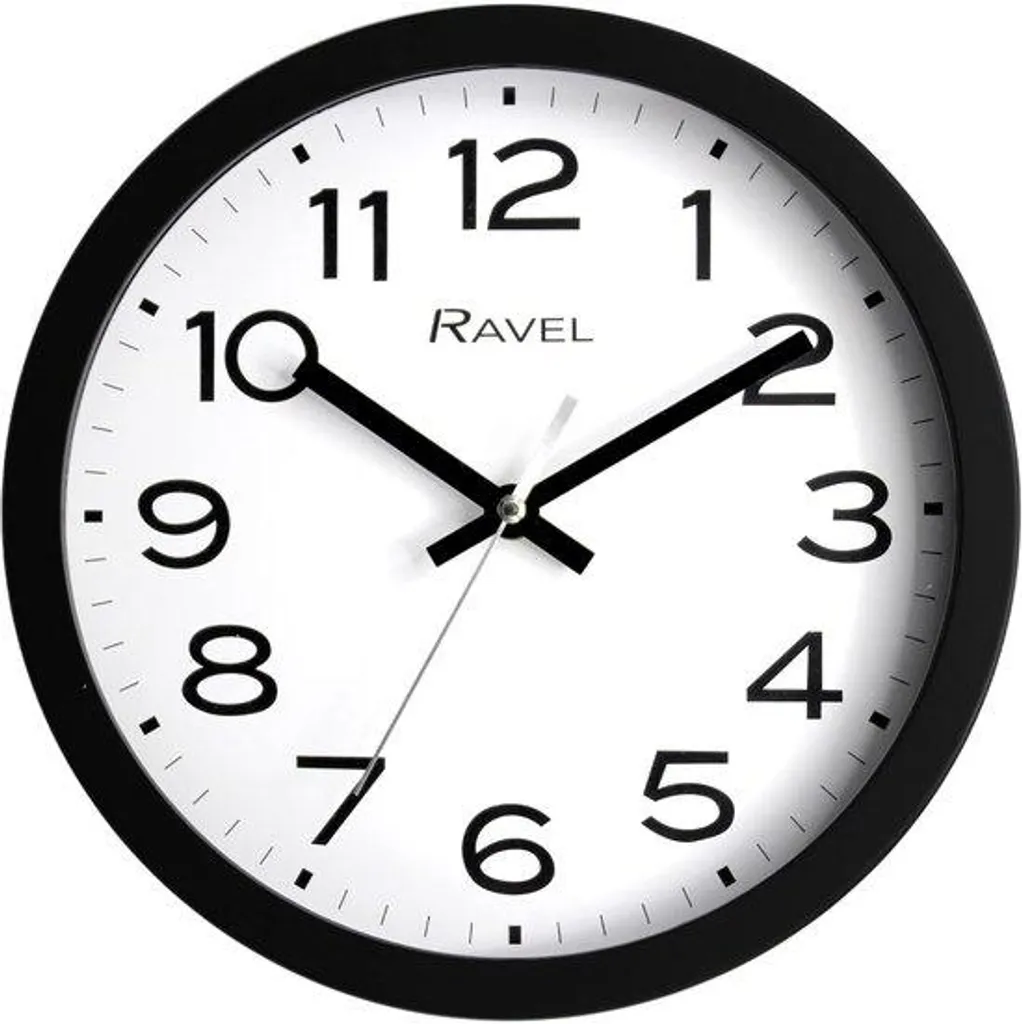 Horloge murale silencieuse 25 cm, mécanisme quartz moderne noir
