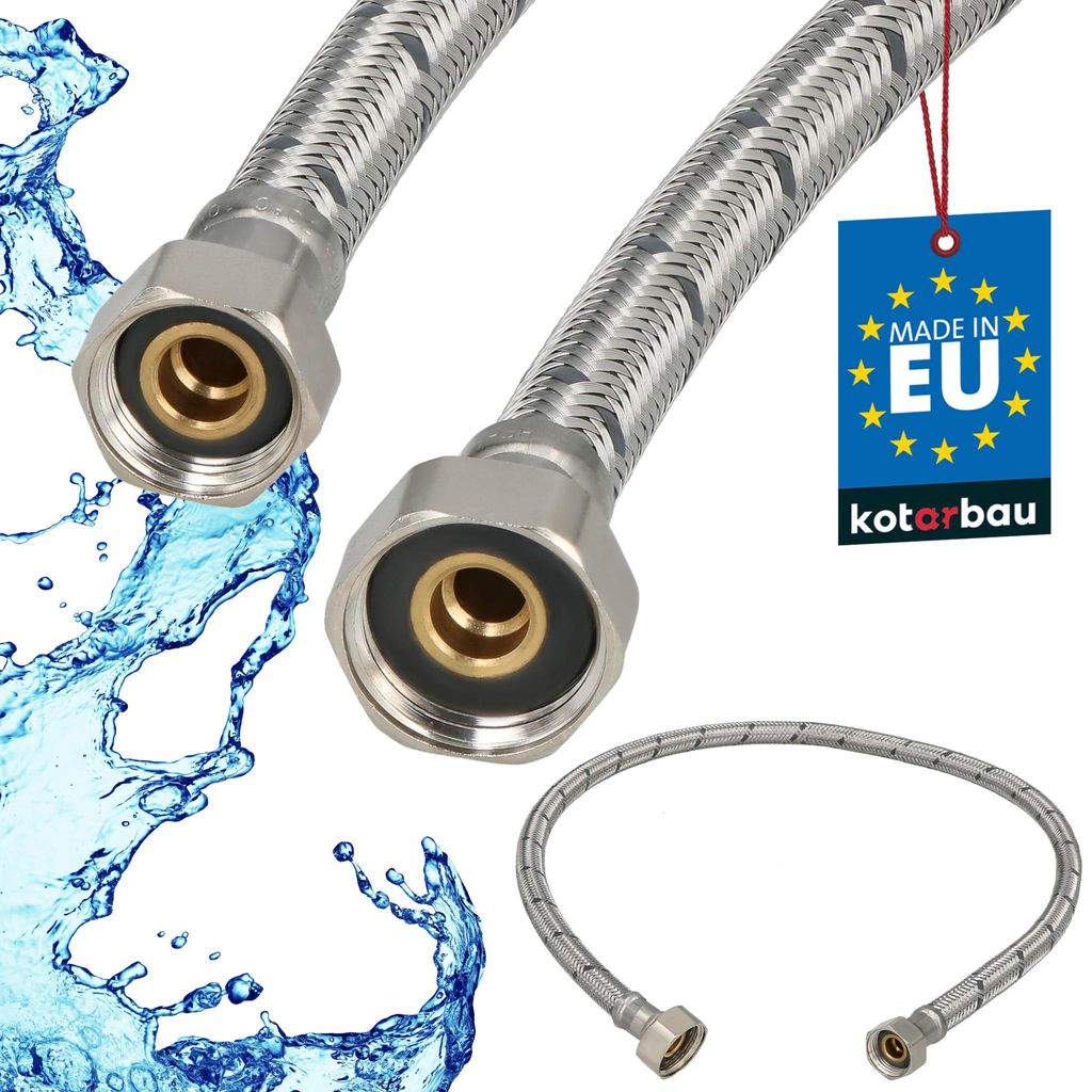 KOTARBAU Flexschlauch Wasserschlauch 70cm Panzerschlauch 1/2“x3/8“ Anschlussschlauch für Armatur Schlauch Für Wasserhahn Edelstahlummantelt...