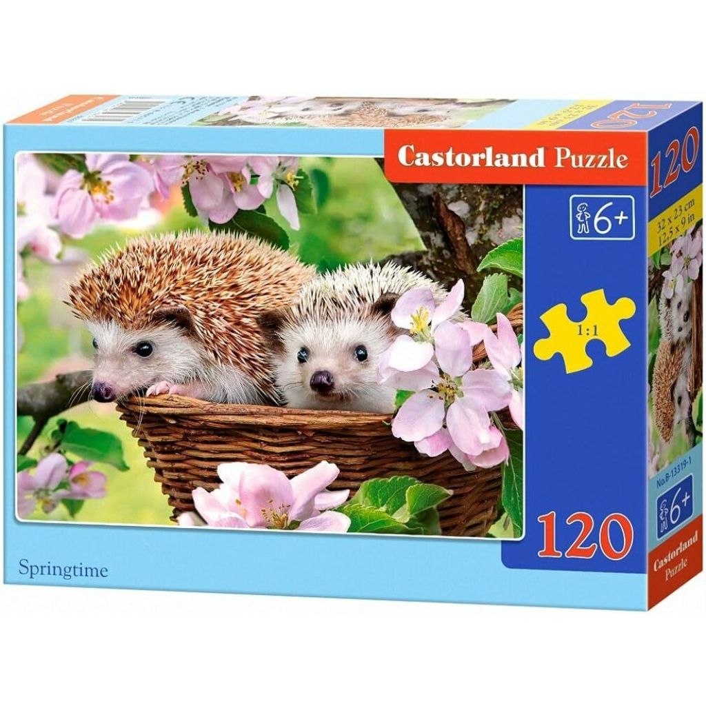 CASTORLAND Puzzle Frühling (Igel im Korb) 120 Teile