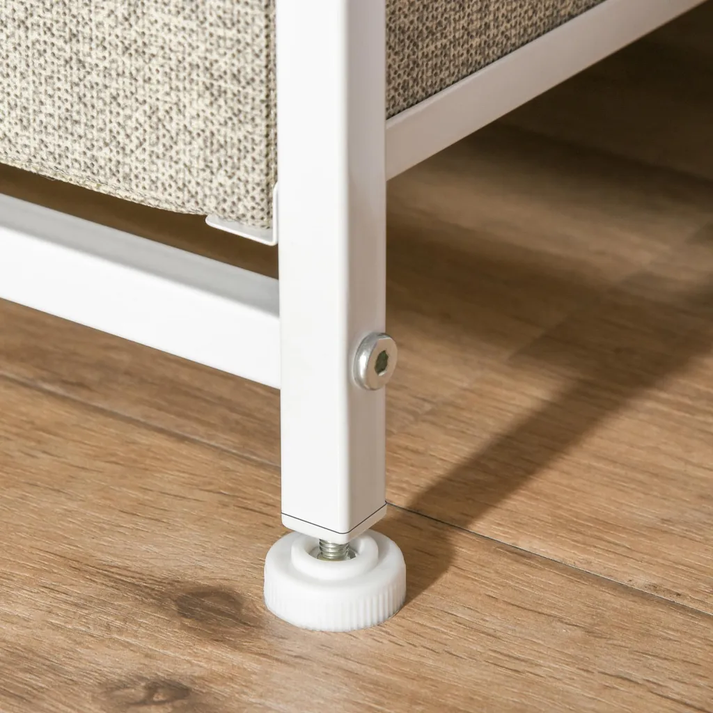 Commode 7 tiroirs en tissu structure métal gris clair - Design Industriel - 9