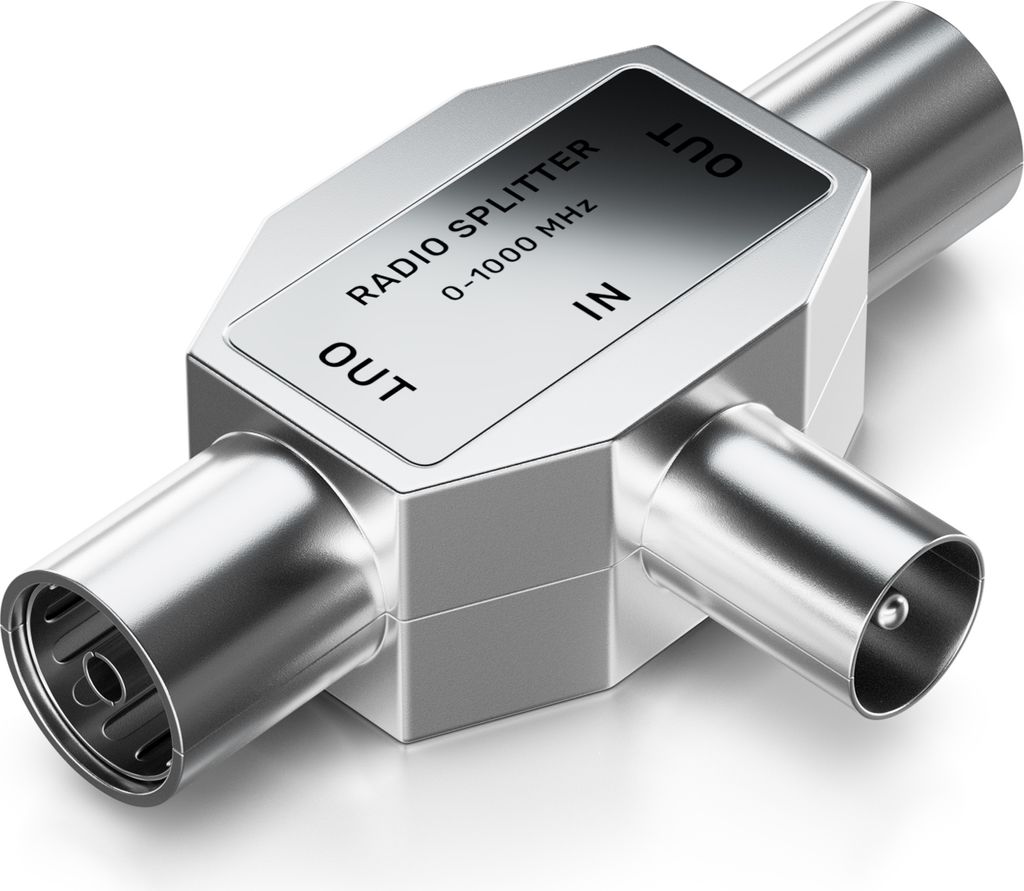 deleyCON Antennen-Verteiler T-Kupplung Zweigeräte-Verteiler für Radio T-Adapter Koax-Kupplung 2X Koax-Buchse Silber