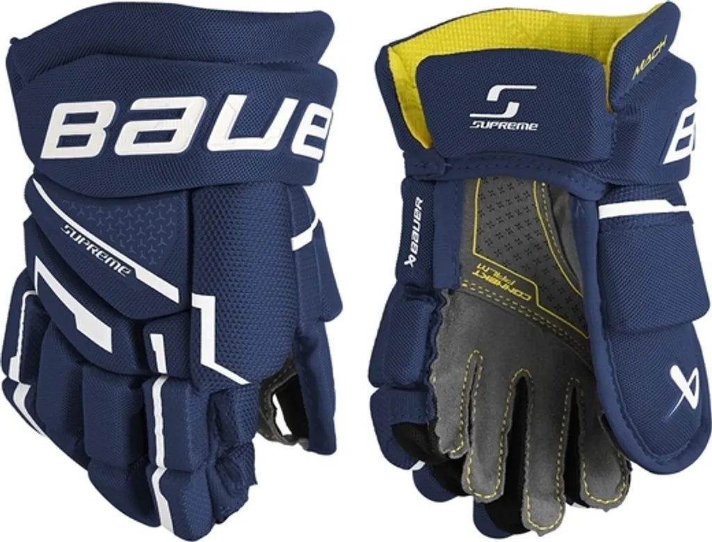 Gants Bauer Supreme MACH pour entraînement hockey enfant 8 pouces bleu