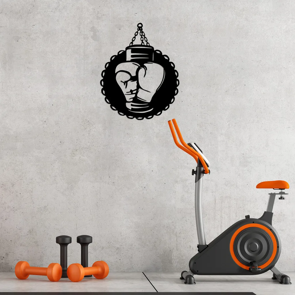 Décoration de Boxe pour Home Gym en Métal Noir 57x70cm Idée Cadeau