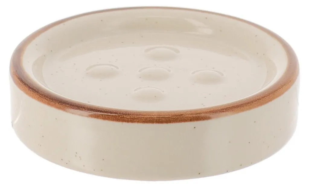 Porte-savon en grès beige : évitez les traces avec ce support rond