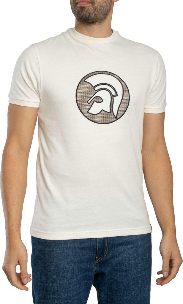 Trojan T-Shirt mit appliziertem Jacquard-Logo, Weiß XL