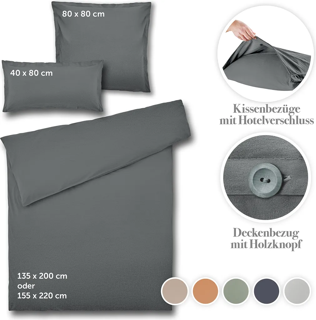 Sogni d'Oro con Blumtal: Set Cotone 135x200 Antracite 4 Pezzi - 5