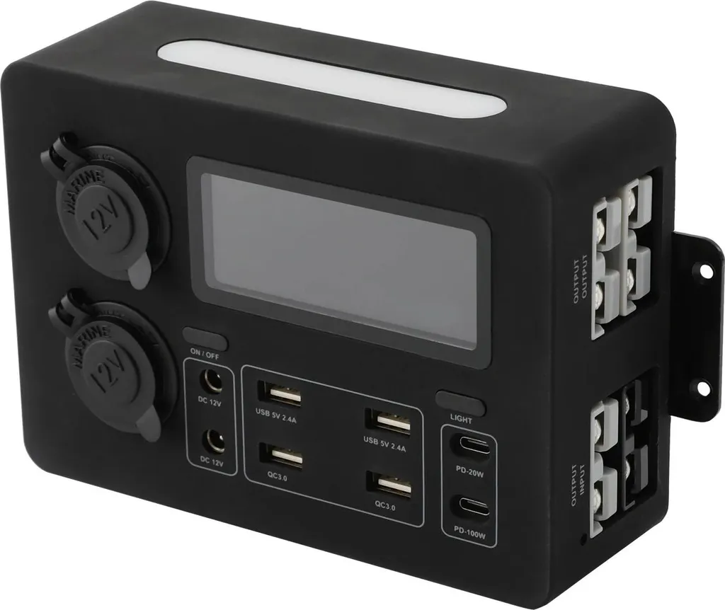 Répartiteur électrique 12V mural pour recharge USB de camping-car - Noir