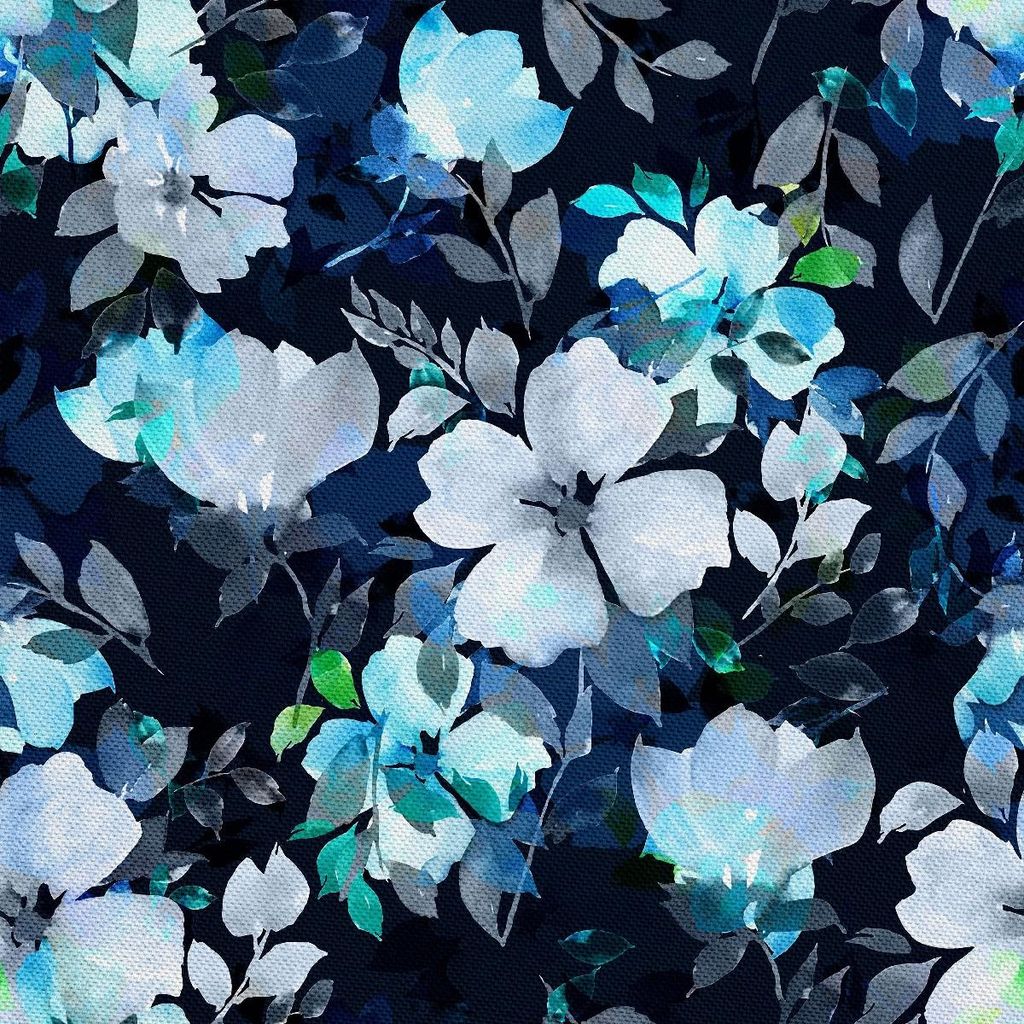 OUTDOOR DEKOSTOFFE OXFORD - Motivo fiori su sfondo blu I Immagine del prodotto 