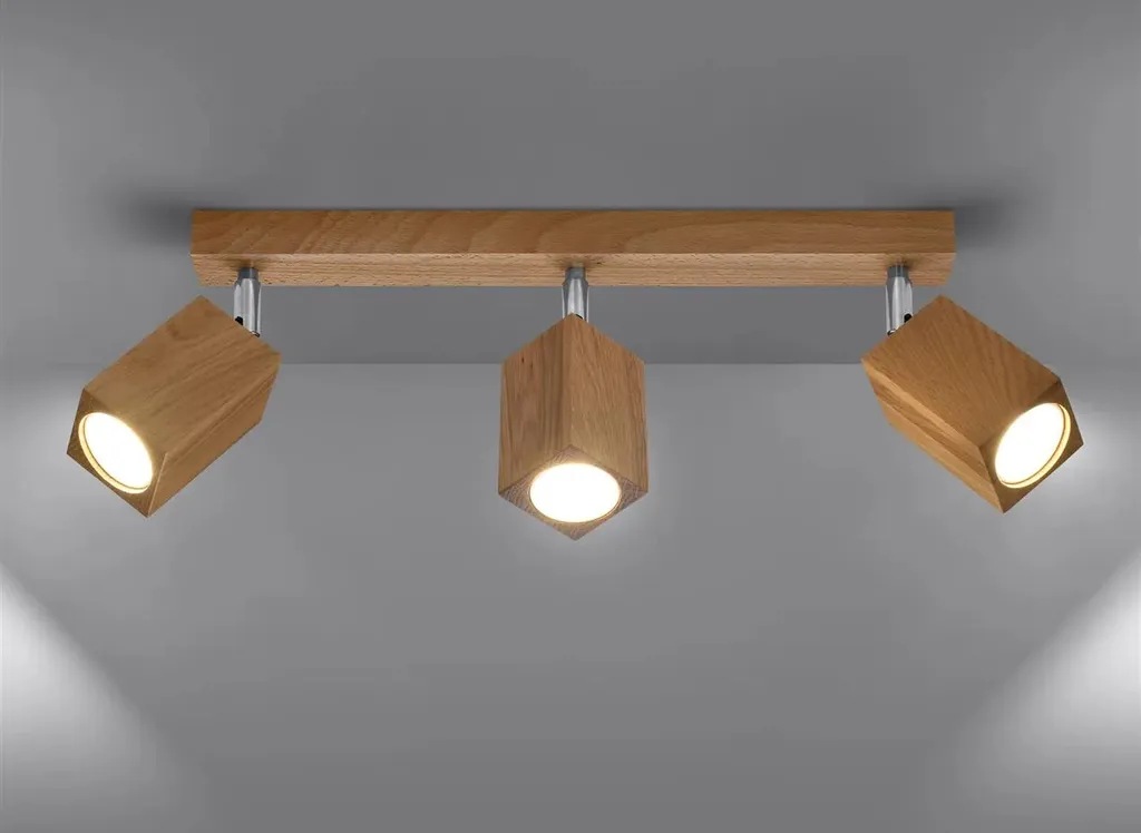Lampada Soffitto Sollux KEKE 3 Legno Rovere 45cm 3xGU10 Qualità - 15