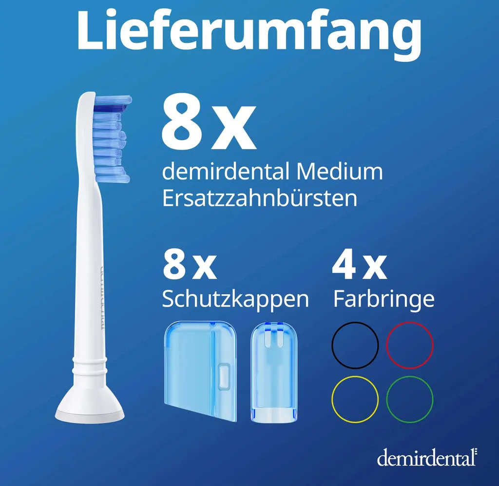 Pack de 8 Brossettes de Rechange pour Philips Sonicare Blanc Medium - 10